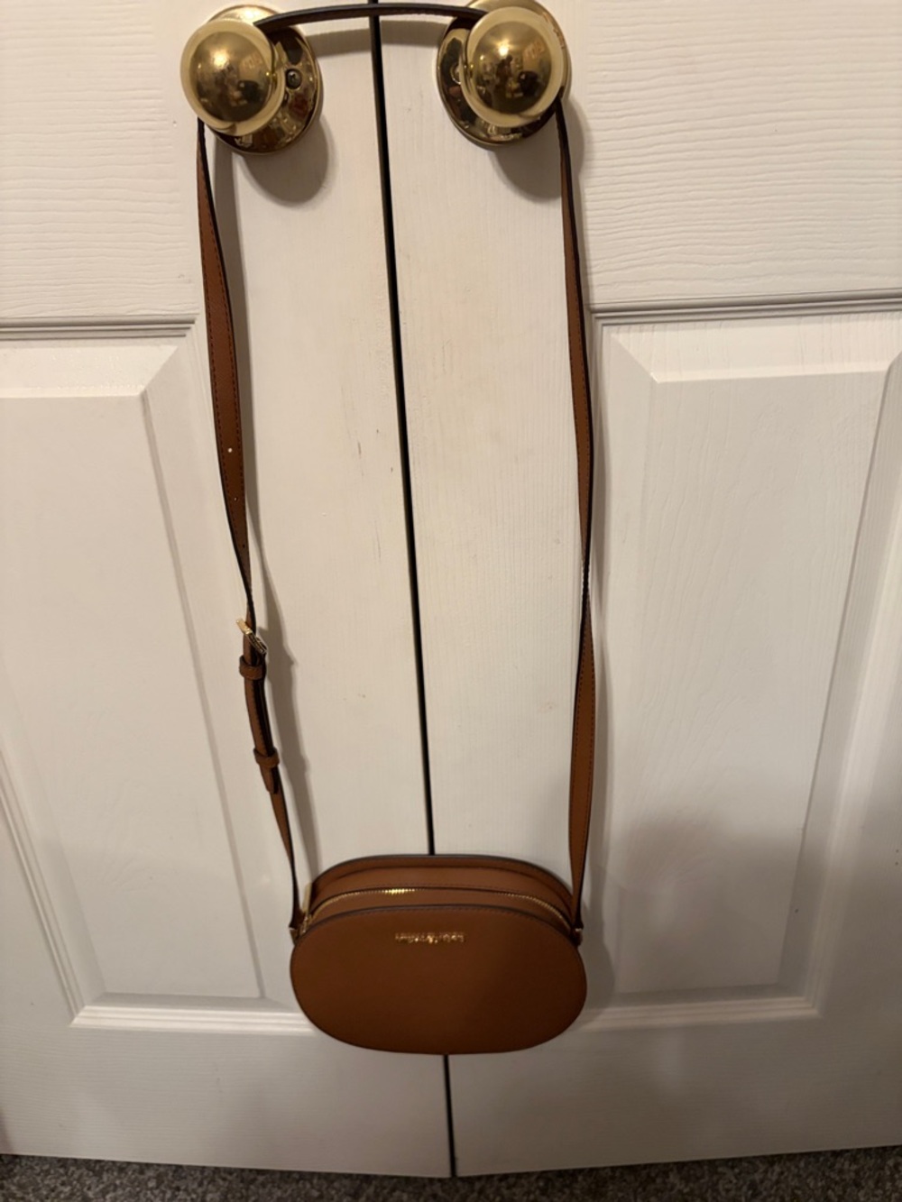 Michael Kors Tan Leather Oval Crossbody Bag